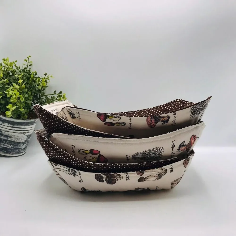 Microwave Takeout Container Cozy! Reversible, For HOT Containers! Mushrooms